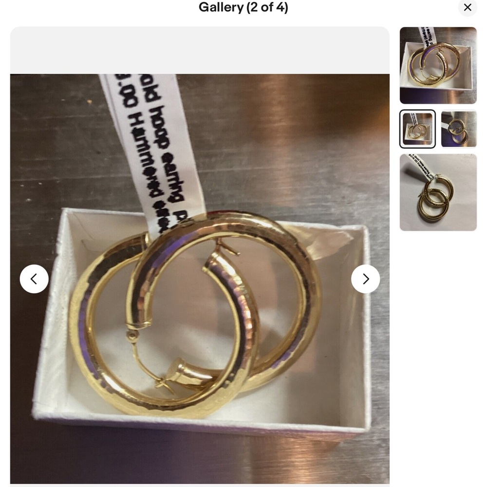 14k gold Hoop earrings with Hammered Effect